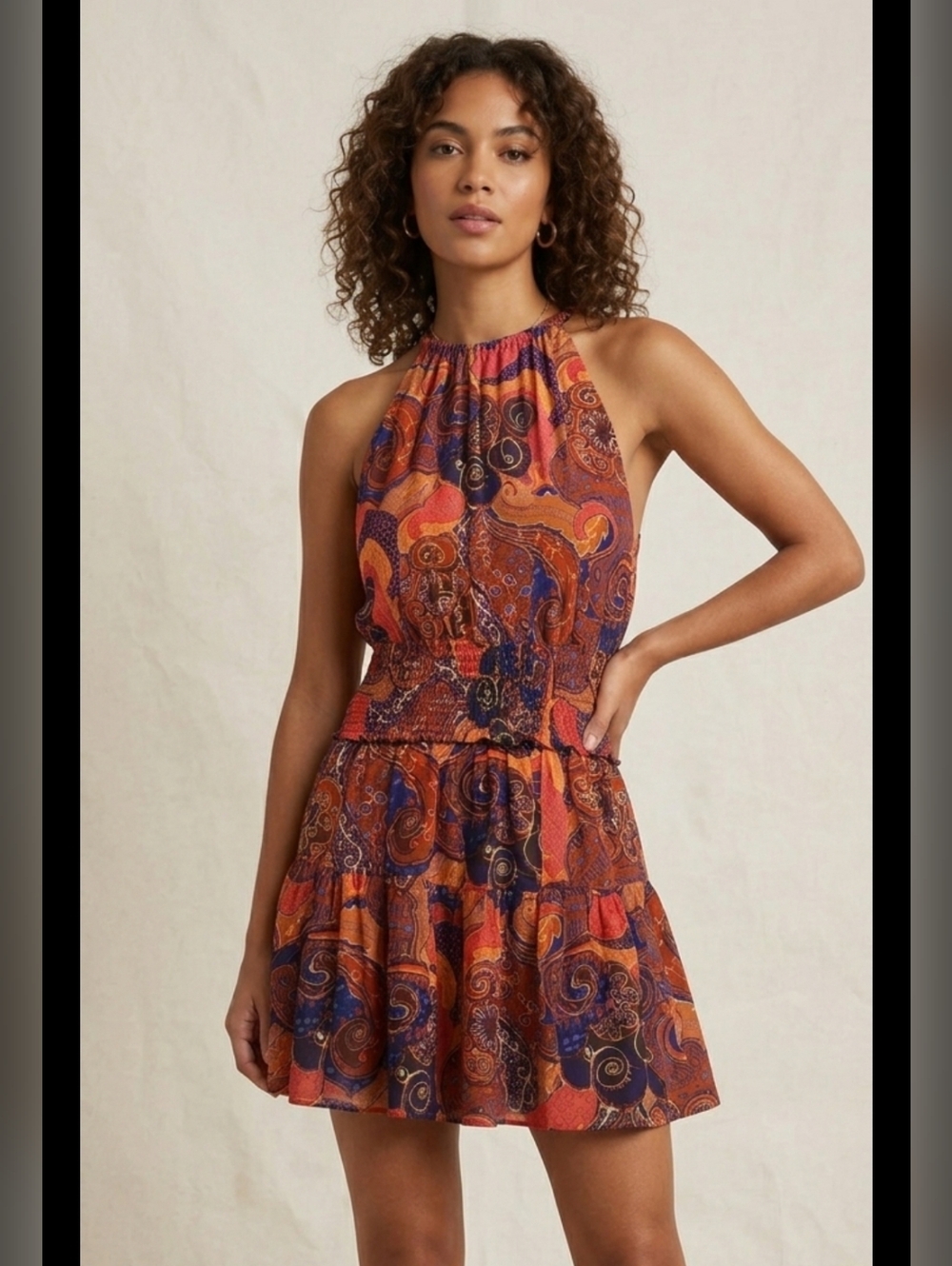 ​NWOT A.L.C. Renzo 100% Silk Halter Mini Dress Paisley Print 4